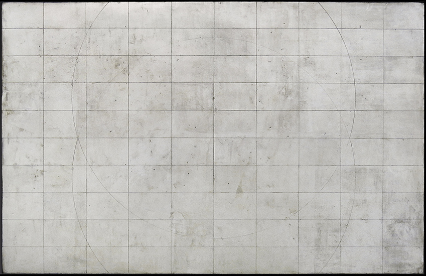 Tanya Bonello, Continuum, Within Without 1000x1555mm, gypsum, aluminium paint, silver leaf and oil on board, 2014