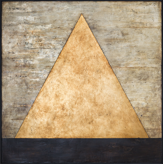 Tanya Bonello, Cosmic Mountain 1000x1000mm, gypsum, silver leaf, gold leaf and oil on board, 2014