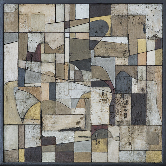 Tanya Bonello, Cubist space2 400x400mm, gypsum and oil on board, 2013