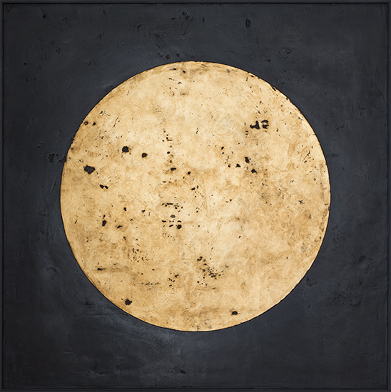 Tanya Bonello, Homage to the sun, 1000x1000mm, gypsum and oil on board, 2013