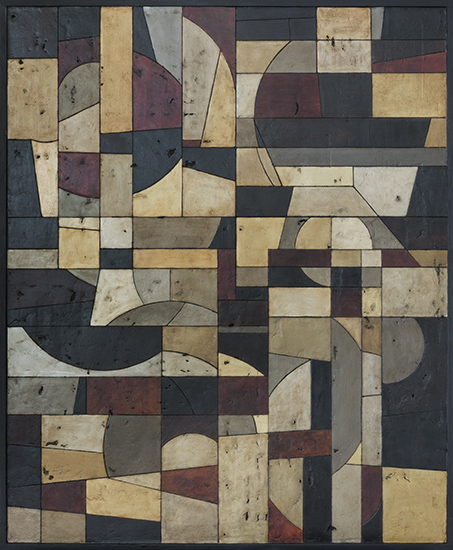 Tanya Bonello, SpaceTime 770x630mm, gypsum and oil on board, 2014
