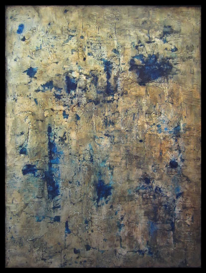 Tanya Bonello, Blue Gold, 600x450mm, gypsum, gold leaf and oil on board, 2012