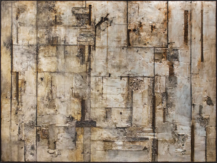 Tanya Bonello, Mnemosyne 1015x1360mm, gypsum, silver leaf and oil on board, 2012