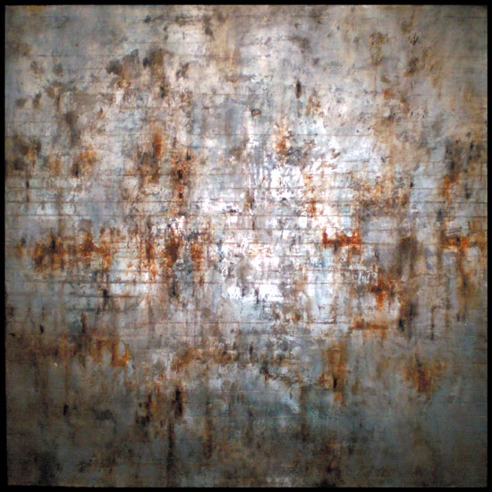 Tanya Bonello, All is revealed, 1000x1000mm, gypsum, silver leaf and oil on board, 2009