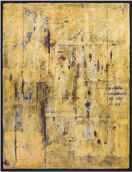 Tanya Bonello, The used key is always bright, 600x450mm, gypsum, gold leaf and oil on board, 2009