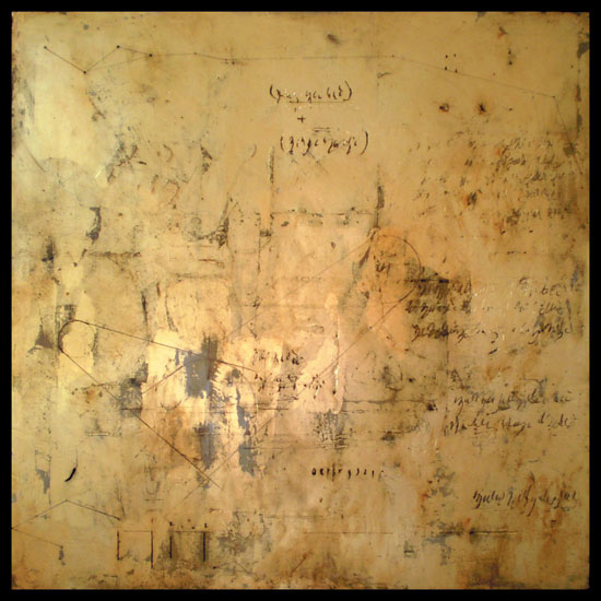 Tanya Bonello, Solar, For the love of, 400x400mm, gypsum, gold leaf and oil on board, 2008