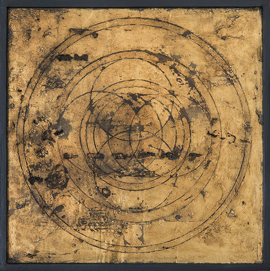 Tanya Bonello, Sacred space no1 300x300mm, gypsum, golg leaf and oil on board, 2012