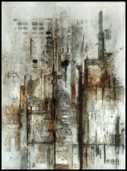 Tanya Bonello, Union of opposing complimentaries, Out of the blue, 600x800mm, gypsum and oil on board, 2005