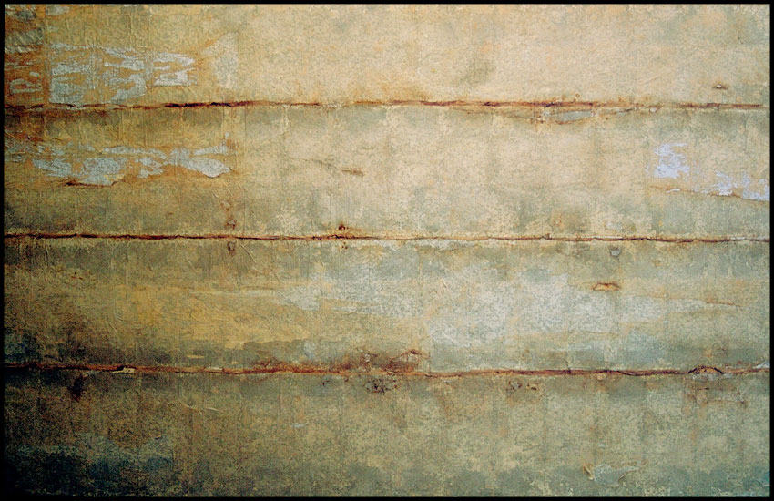 Tanya Bonello, Thermal series, No 44, 1000x1550mm, gypsum, found papermatter, polyurethane and oil on board, 2002