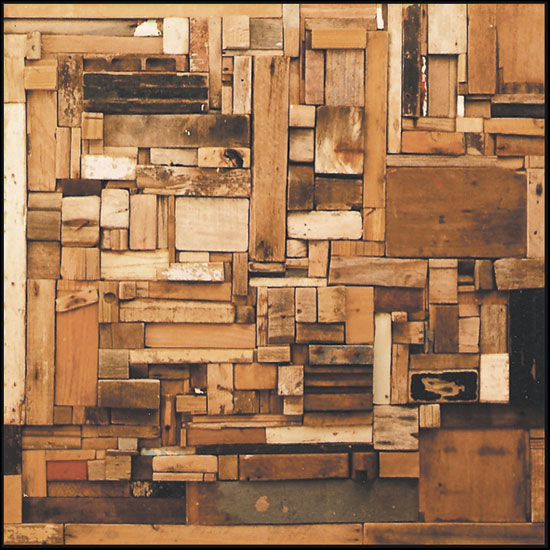 Tanya Bonello, Intercontinental drift series, No 1, Red Square, 1000x1000mm, found driftwood on board, 2000